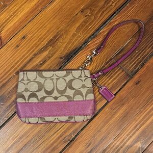Coach Tan and Purple Wristlet